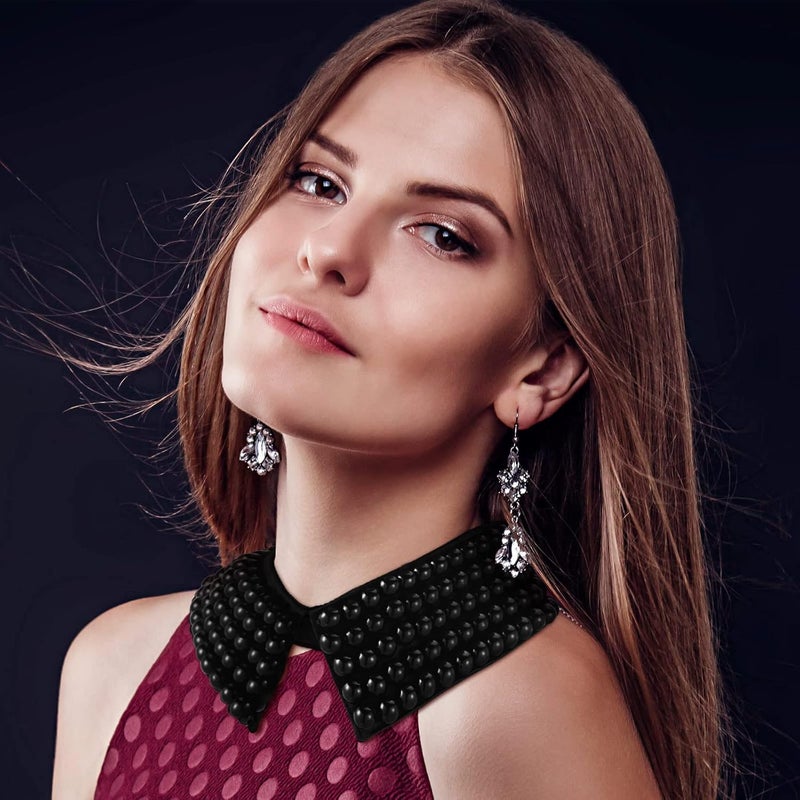 Hicarer 2 Pieces Pearl Collar Necklace for Women Detachable Fake Collar Simulated Pearl Beaded Bib Dickey Collar - Image 4